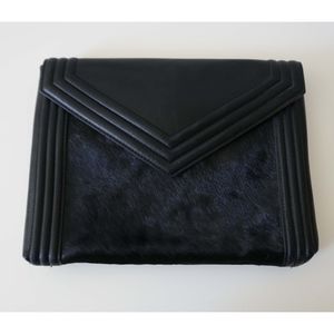 Zara faux fur and leather envelope clutch